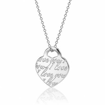 (95成新) Tiffany&Co. 蒂芙尼 我愛你刻字大愛心 925純銀項鍊