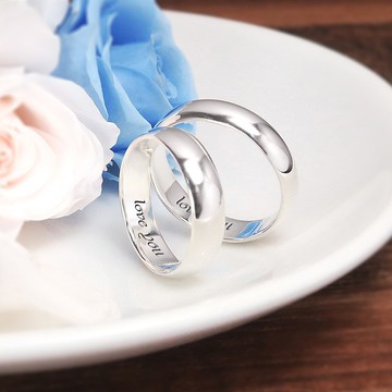 純銀可刻字 情侶對戒組 圓弧銀戒寬+寬 情侶戒指 訂製