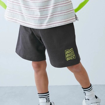 日本 devirock - 夏日印花純棉寬版短褲-BUZZ-黑