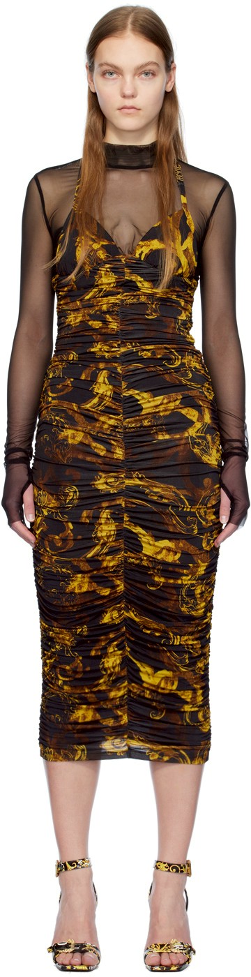 Versace Jeans Couture 黑色抽褶连衣裙