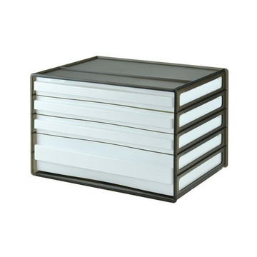 樹德SHUTER A4橫式桌上文件櫃-4抽 黑透白抽/白透白抽 3個入 /組 DDH-113【APP滿額下單10%點數(單一帳號最高5000點)】1/31止