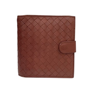 BOTTEGA VENETA BV 寶緹嘉 棕色 編織羊皮 二折短夾 【二手名牌BRAND OFF】