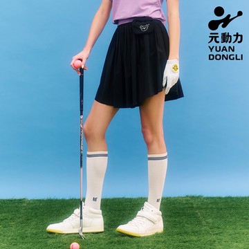 元動力 元小熊附球包百褶短褲裙(黑；S-L)