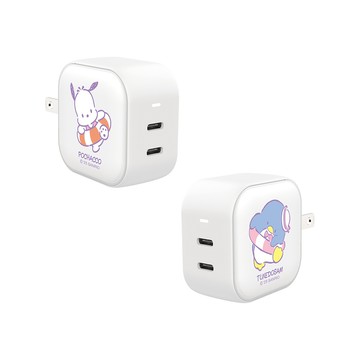 【正版授權】三麗鷗男團帕恰狗與山姆企鵝GaN 45W Type-C雙孔充電頭