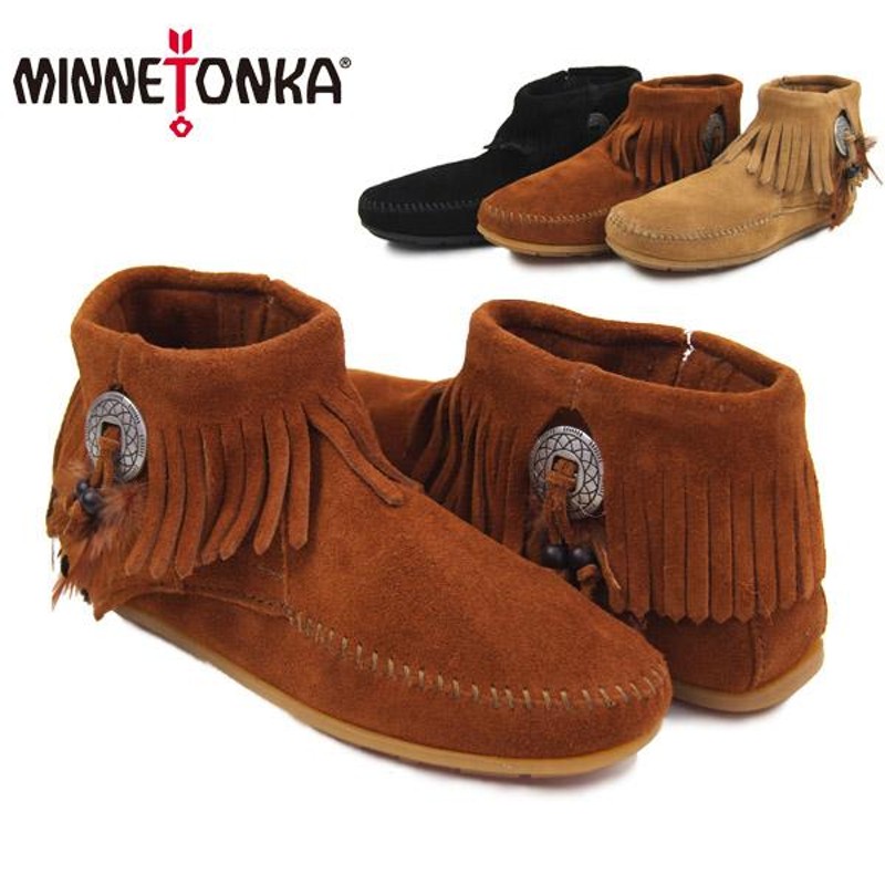 ミネトンカ MINNETONKA コンチョ フェザー サイドジップブーツ Concho