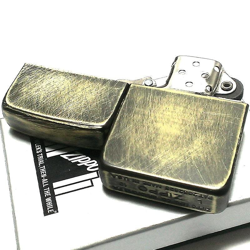 ZIPPO ライター ジッポ 復刻 レプリカ ユーズド仕上げ 4バレル ビンテージ加工 アンティークゴールド 丸角