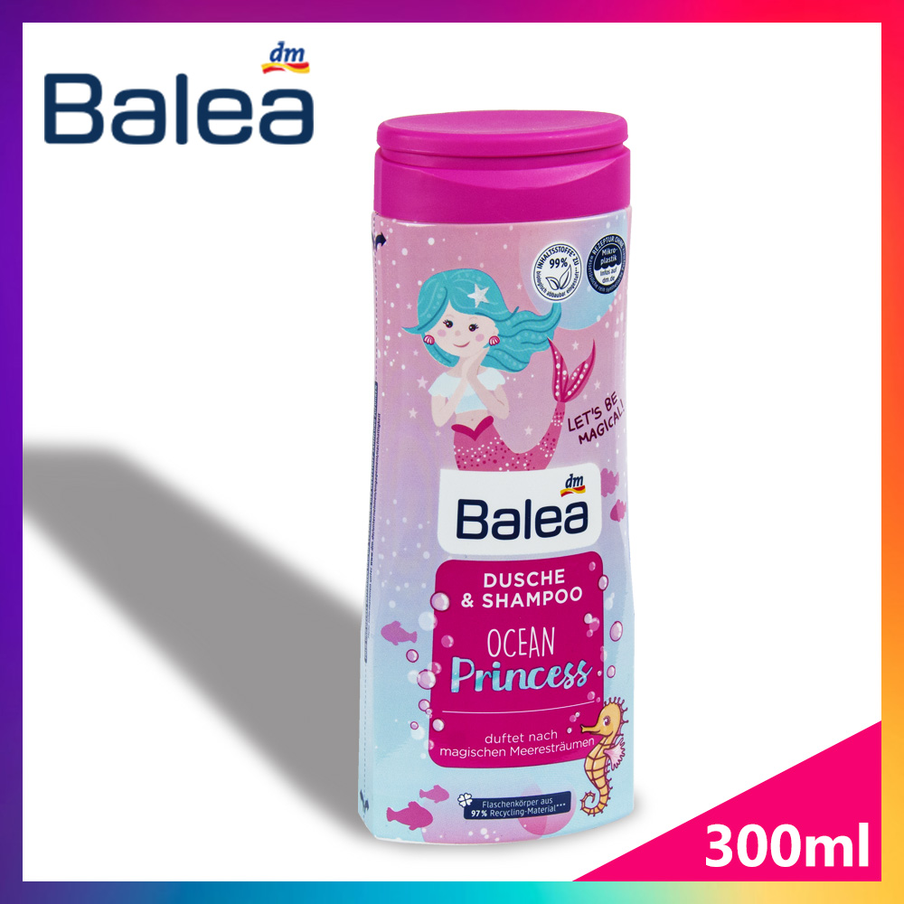 Balea 芭樂雅 兒童洗髮乳 沐浴乳 2合1-300ml*1-美人魚(粉)-德國原裝進口