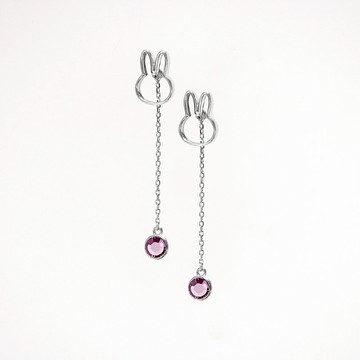 【Pinkoi x miffy】Miffy 紫水晶垂吊耳環 | 二月誕生石