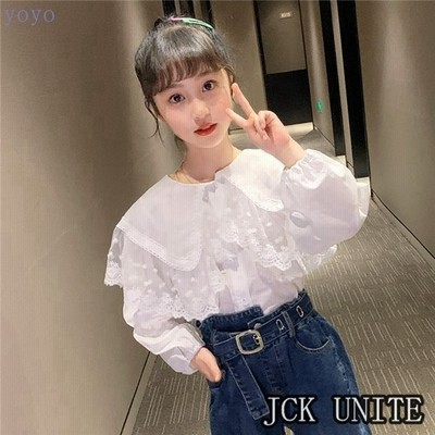 子供服 女の子 シャツ 子供 白シャツ キッズ 長袖 ブラウス 白 フリル ジュニア トップス 通販 Lineポイント最大get Lineショッピング