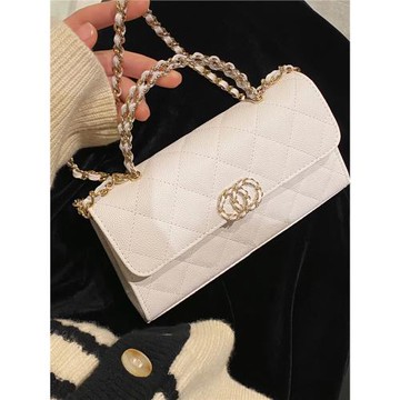 小香風球紋凱莉手提包25S新款菱格鏈條手機包真皮單肩斜挎腋下包