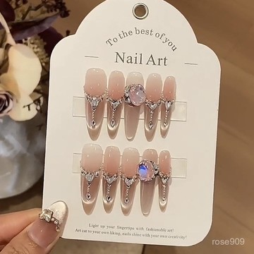 ➕最新設計款穿戴甲💅【僊女酵母】純手工穿戴甲冰透裸色貓眼氣質高級感K9純手作美甲貼細狗長尖穿戴甲 FSGQ