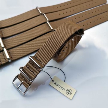 18mm20mm22mm24mm NATO 北約帆布尼龍表帶 戶外卡其色 方形扣薄款