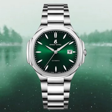 E.BOREL 依波路 復古系列 縱橫四海 圓弧八角形機械錶-墨綠42.5mm N0404G0M-MS9S