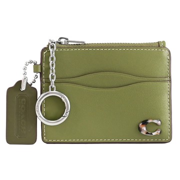 COACH CQ861 Coachtopia 波浪造型鑰匙卡片零錢包.橄欖綠