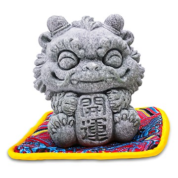 青砂石麒麟擺件 手工織錦緞  青砂石色  1組