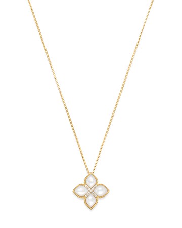 Roberto Coin 18K Yellow Gold Venetian Princess Mother-Of-Pearl & Diamond Pendant Necklace, 16