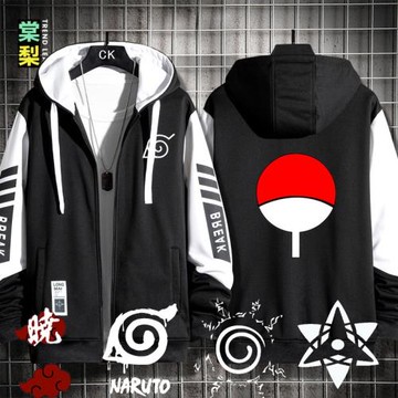 日系火影忍者宇智波佐助鼬鳴人族徽聯名連帽開衫衛衣男春秋外套潮