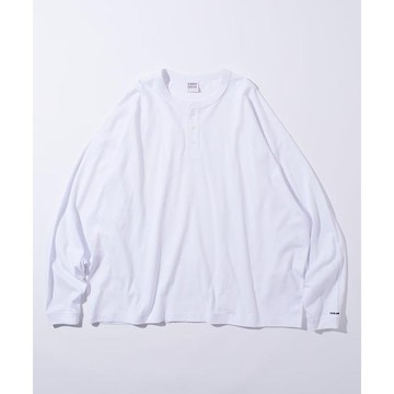 FREAK'S STORE 寬鬆版型 單點刺繡 亨利領 長袖T恤