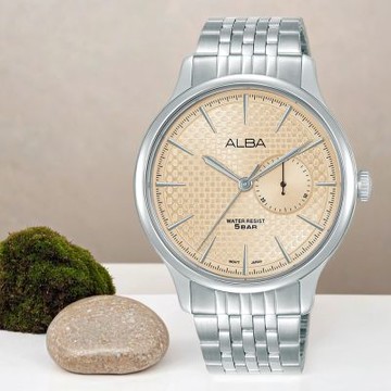 ALBA 雅柏 Prestige 滑動式秒針編織紋手錶 雙12購物節 送禮首選-41mm (A5B009X1/VH65-X001P)