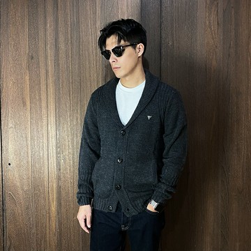 美國百分百【全新真品】GUESS 針織罩衫 男款 休閒 長袖 專櫃精品 針織衫 毛衣 logo 鐵灰 CU87