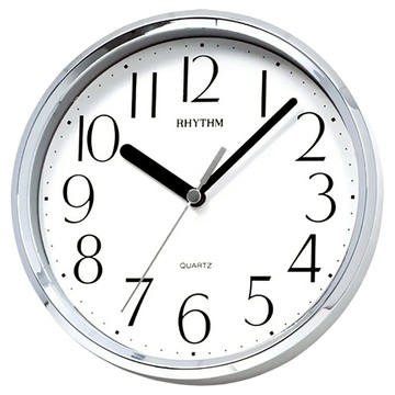 RHYTHM 日本麗聲時計 座掛兩用靜音掛鐘  閃耀銀