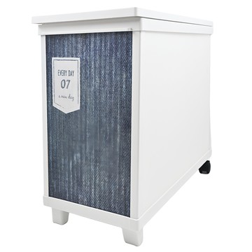 Tenma 天馬 INTERIOR BOX上掀式多功能附輪收納櫃 輕量PP塑膠材質 環保安全 小尺寸 28L  牛仔紋 白色  1個