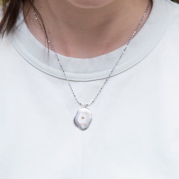 【客製化禮物】不規則圓牌項鍊 滿天星鏈 刻字 文字 圖案 日期