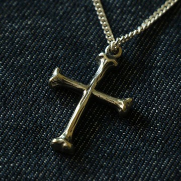 復古騎自行車的人頭骨交叉基督耶穌銀吊墜項鍊