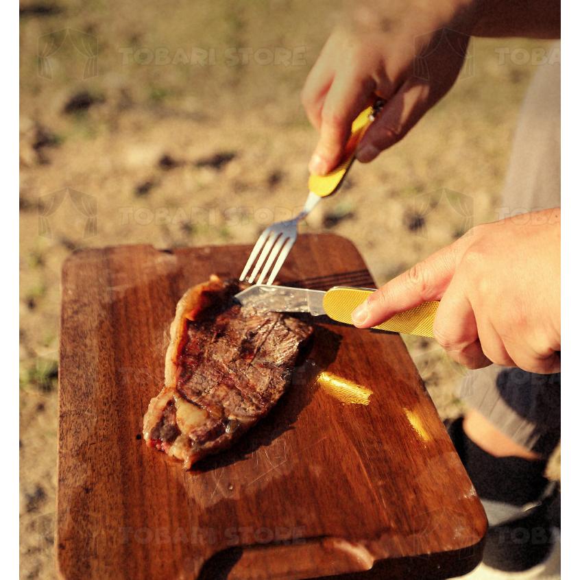 キャンプ 食器セット カトラリー シングル 折畳式 フォーク スプーン ナイフ カラビナ キャンプ 食器 カトラリー アウトドア レジャー ステンレス で清潔