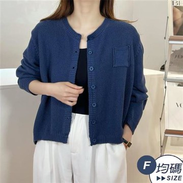 【LANNI 藍尼】★休閒純色針織韓版長袖外套(復古/毛衣/開衫/圓領/短款)
