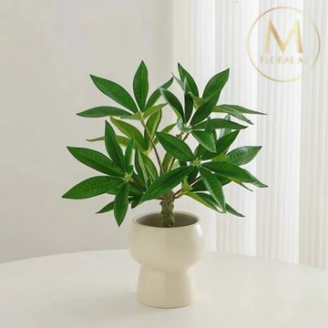 【Floral M】財富滿滿發財樹25cm仿真植栽含花器(人造植栽/假植栽/室內佈置/居家裝飾/桌上型植栽)