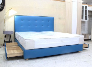 【歐風別館】比利時五尺雙人珠光面貓抓皮床頭片+收納抽屜床底【基隆至台中免運費】