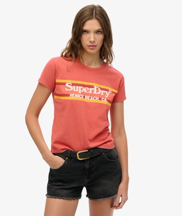 Superdry Women's Venue Outdoors Fitted T-shirt Red Size: 4