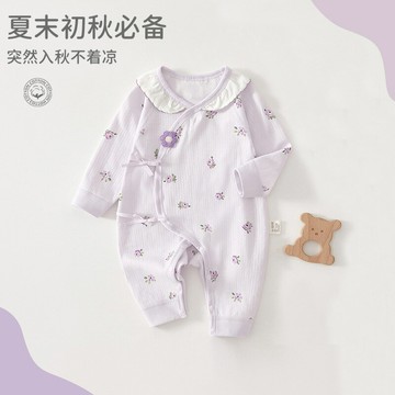 新生兒連體衣純棉a類嬰兒秋裝哈衣和尚服寶寶裝衣服嬰幼兒蝴蝶衣鑫弘-萌寶童裝可開發票