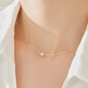 [快速出貨]【vacanza 飾品】圓珠蛇骨・純銀項鍊