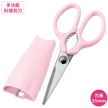 日本SHIMOMURA下村工業PITAKO多功能可拆式細齒料理剪刀PC-401(附可站立磁吸式收納盒;不鏽鋼刃長55mm)廚房食物剪刀