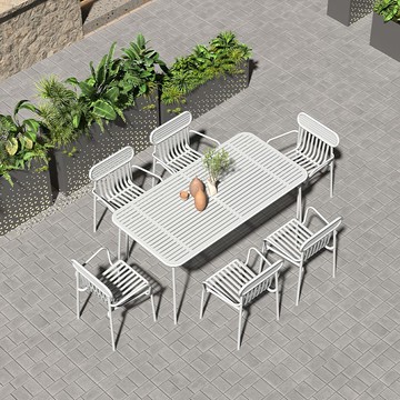 戶外桌子露天庭院花園休閒外擺鐵藝長條桌防水防曬室外餐桌椅組合