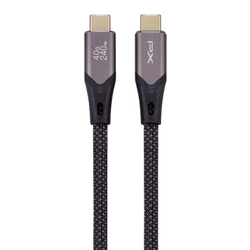 PX 大通 USB 4 40G/240W C-C 快充傳輸線 8K@60影音輸出 5A大電流 內建E-marker智慧IC  2m  黑色 + 編織  1條