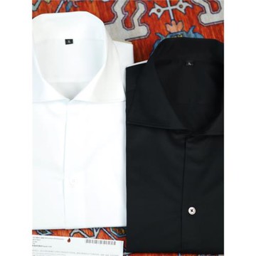 春夏原創 意式復古一片領襯衫 男士商務黑色白色長袖襯衣 高定