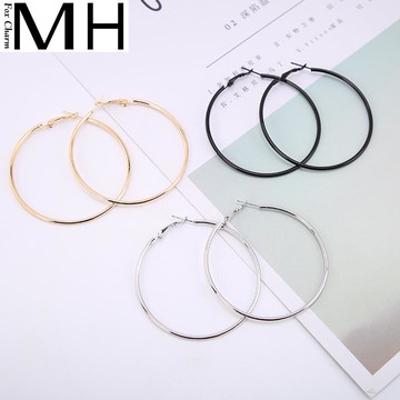 簡約耳環大氣大圈圈漂亮百搭歐美精致清新圓臉復古港風潮流金色氣
