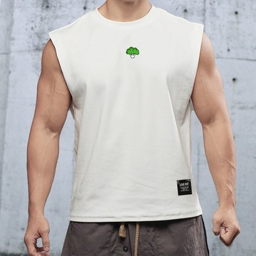 春夏新品 運動背心 西藍花潮牌 棉寬鬆吸汗運動背心 男士透氣 跑步無袖 訓練健身衣服 無袖背心