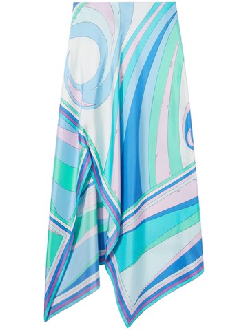 PUCCI - Cigni print silk handkerchief skirt - women - Silk - 40 - Blue