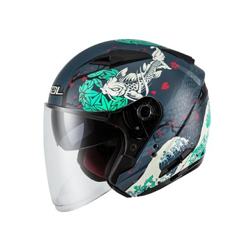 【SOL Helmets】SO-7E開放式安全帽 (浮世繪_消光藍/綠) ｜ SOL安全帽官方商城