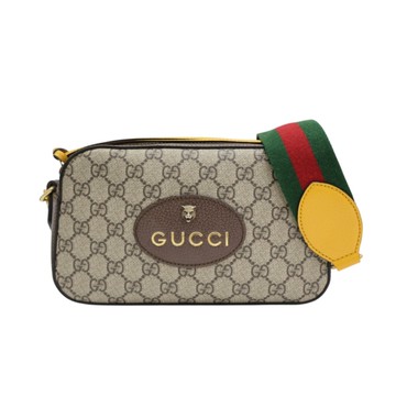 【二手名牌BRAND OFF】GUCCI 古馳 烏木色 GG Supreme帆布 虎頭 肩背包 476466