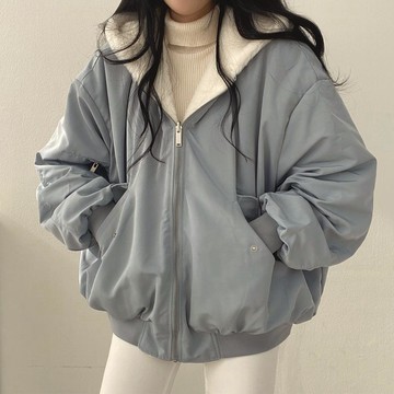 已售9642件💖Vuja de 外套女 棉服女 羊羔毛外套  两面穿 加绒棉服 连帽棉衣 宽松上衣 加厚棉服 刷毛外套
