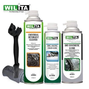 【WILITA 威力特】鏈條清潔潤滑保護全方位組(清潔+半濕潤滑+乾式潤滑+三向鏈條刷+纖維布) 