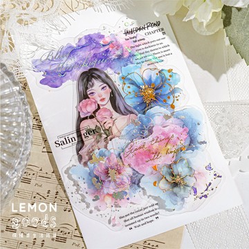 🍋檸檬青🍋新款現貨流光夢境系列6款20張入特價售完無補夢幻燙金水彩暈染PET防水貼紙手帳裝飾素材