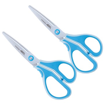 ABEL 力大牌 3D魔利剪 弧面防沾黏剪刀 60055 辦公學生家用剪紙美勞安全剪刀  7吋  藍色  2支