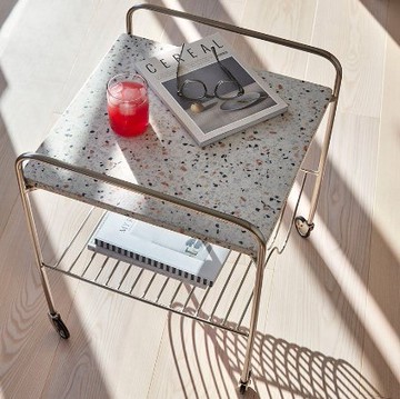 【Hübsch Taiwan】-021309 簡約水磨石桌面收納推車 餐車 茶几