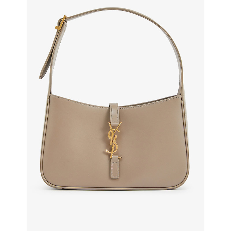Saint Laurent Womens Greyish Brown Le 5 à 7 Monogram Leather Hobo bag